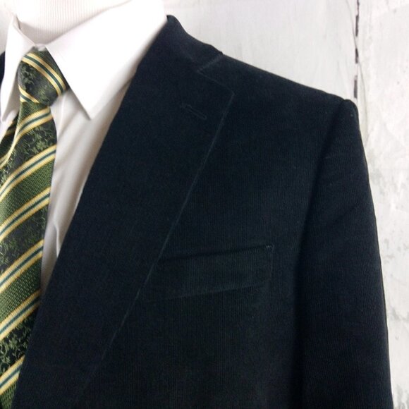Stafford Tailored Culture Classic Fit 44R Black Corduroy Padded Elbow Sport Coat - Picture 3 of 11